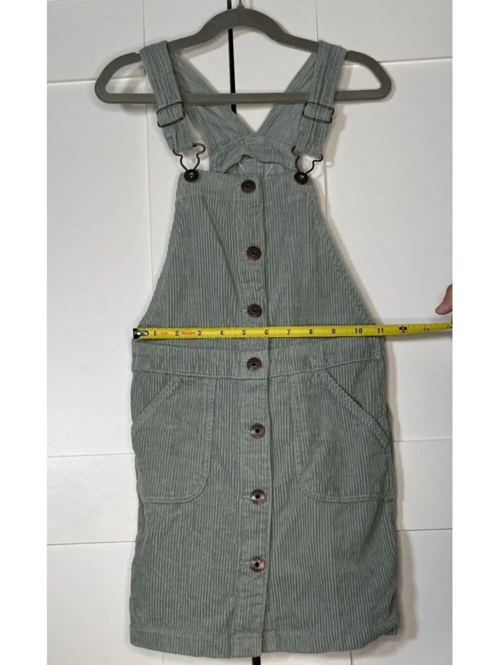 OshKosh B'Gosh Sage Green Button Front Jumper Dress Size 8